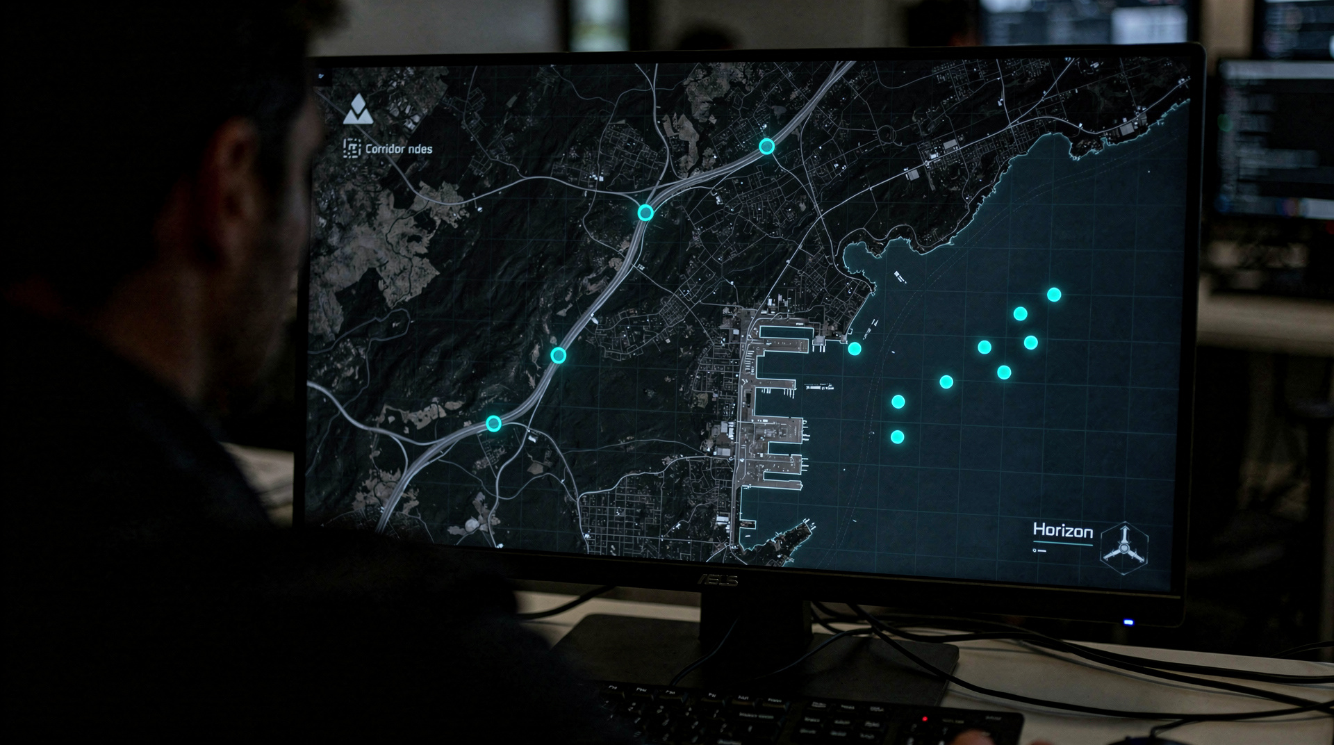 A single NOC showing land, water, and sky nodes on one map